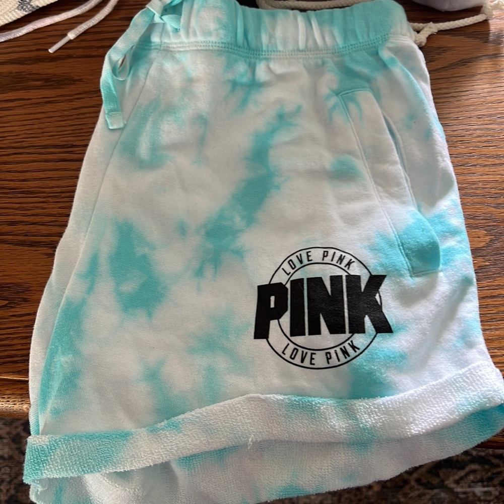 NWT Victorias Secret PINK Rolled cuff Tie Dyed sweat shorts Size: Medium